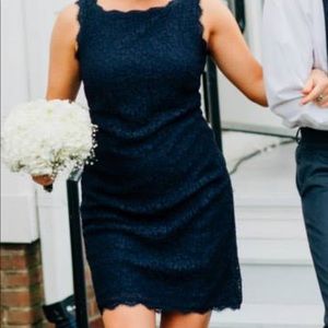 Navy Lace Sheath Dress